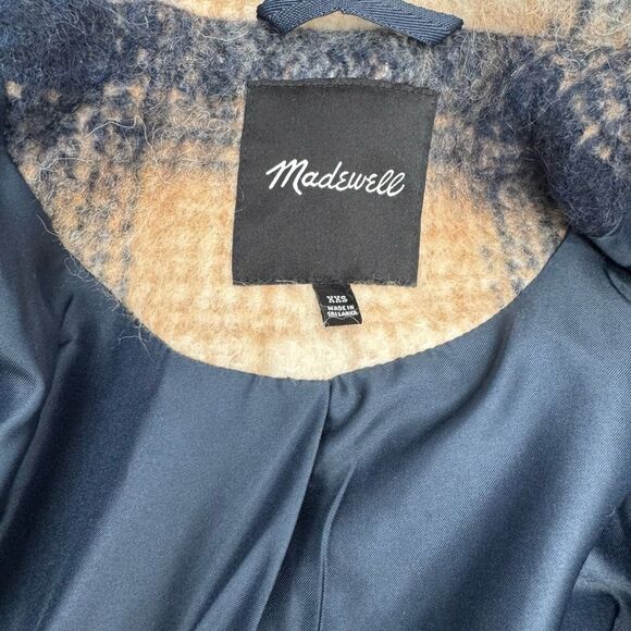 New MADEWELL courton plaid coat jacket pea cote trench long sz xxs style NC571 - Picture 10 of 12